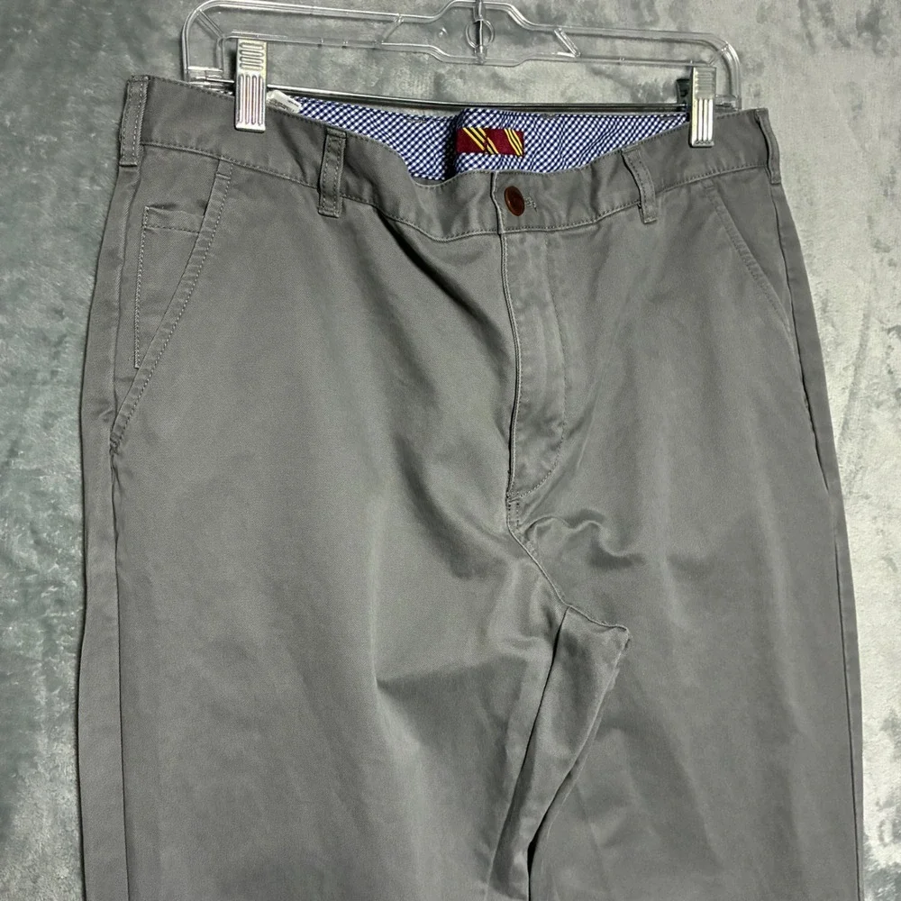 Brooks Brothers 1818 Grey Cotton Chino Pants Flat Front‎ Trousers Men's 36x32